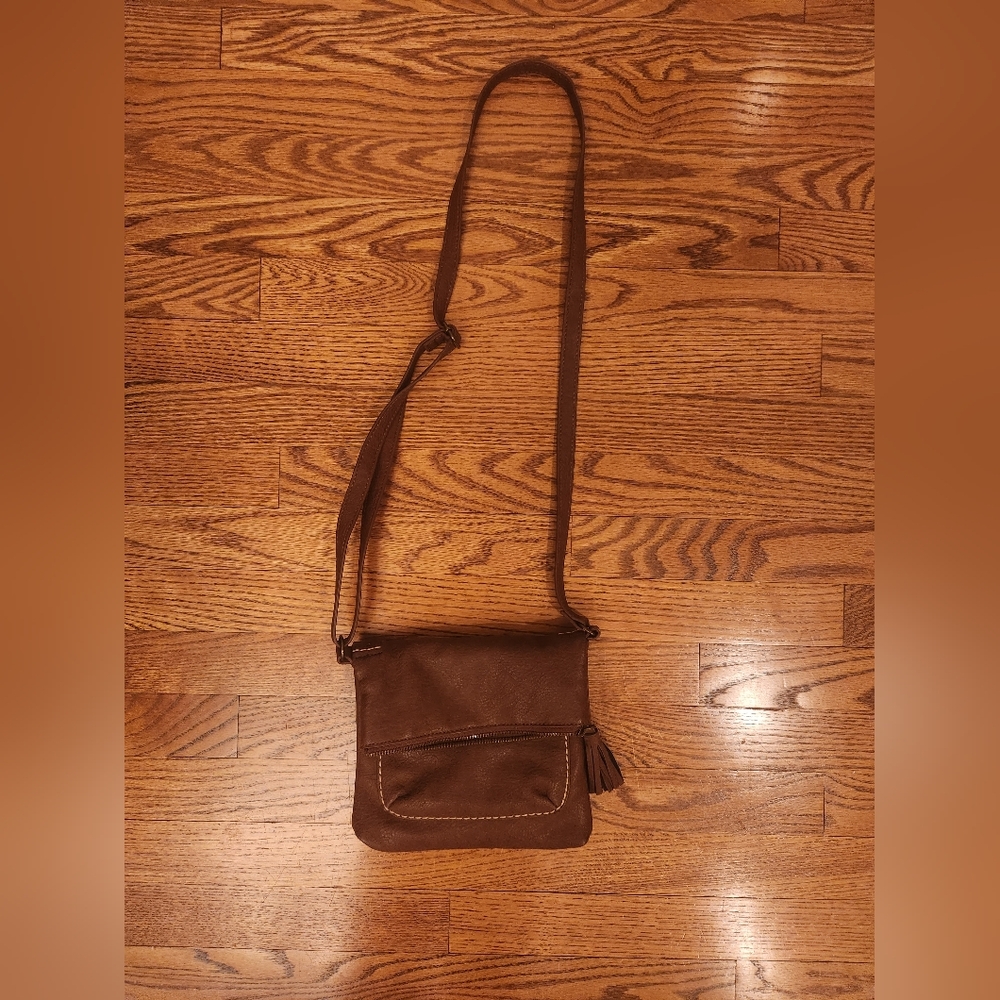 LUCKY BRAND Brown Leather Crossbody Bag